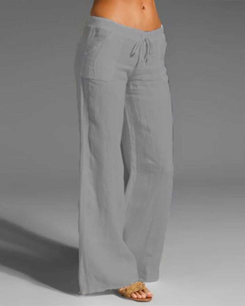 Women’s Wide-Leg Pants – Relaxed Fit – Breathable Blend – Drawstring Waist – Full Length