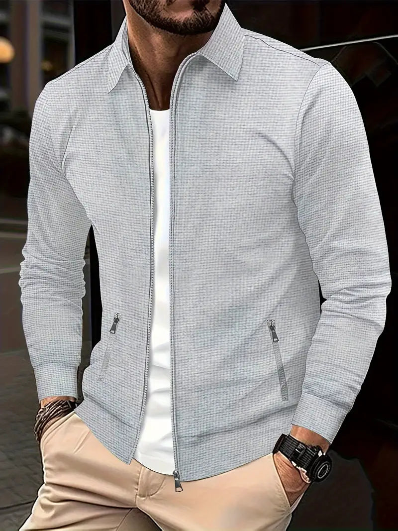 Men’s Slim Fit Jacket – Cotton Blend – Zip Front – Shirt Collar – Casual Wear