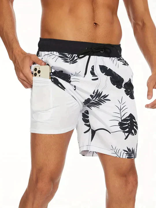 Men’s Swim Trunks – Quick-Dry Breathable Blend – Mid-Thigh Fit – Compression Liner