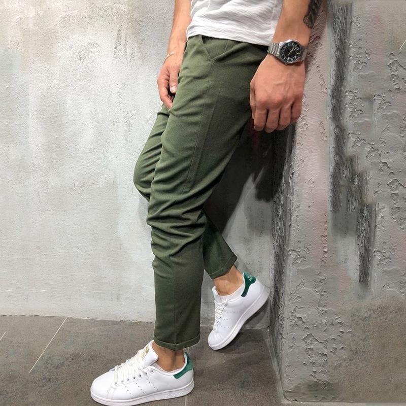 Men’s Tapered Pants – Relaxed Fit – Elastic Waist – Lightweight Cotton – Front Pockets