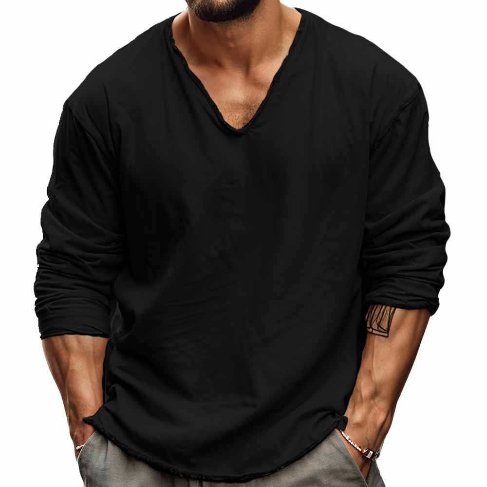Men’s Pullover – Relaxed Fit – V-Neck – Cotton – Long Sleeve – Casual Top