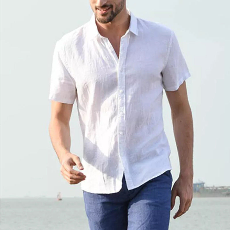 Men’s Short Sleeve Shirt – 100% Cotton – Relaxed Fit – Button-Down Collar Casual Wear
