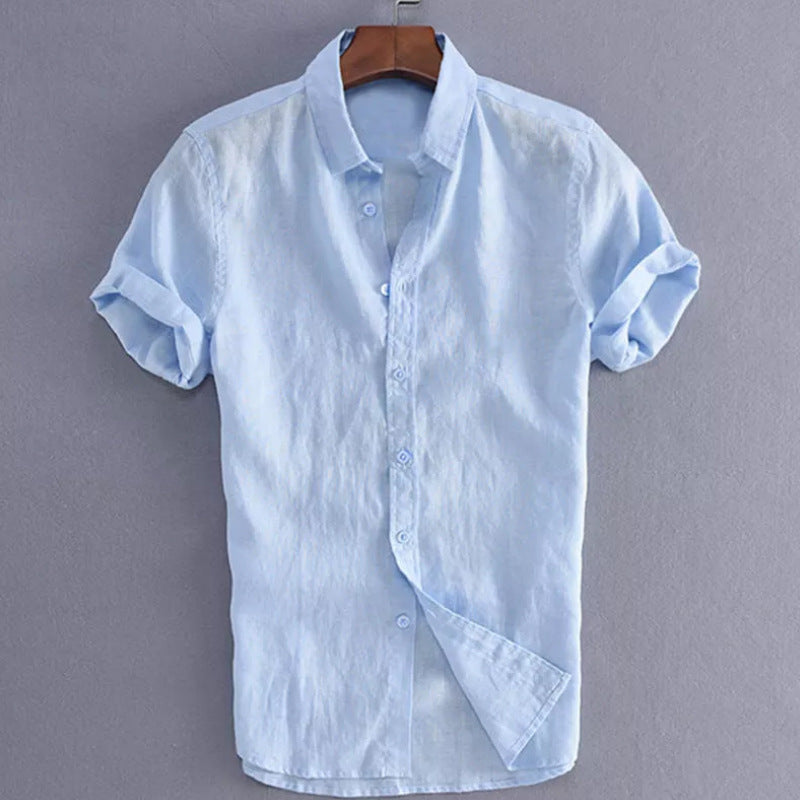Men’s Short Sleeve Shirt – 100% Cotton – Relaxed Fit – Button-Down Collar Casual Wear