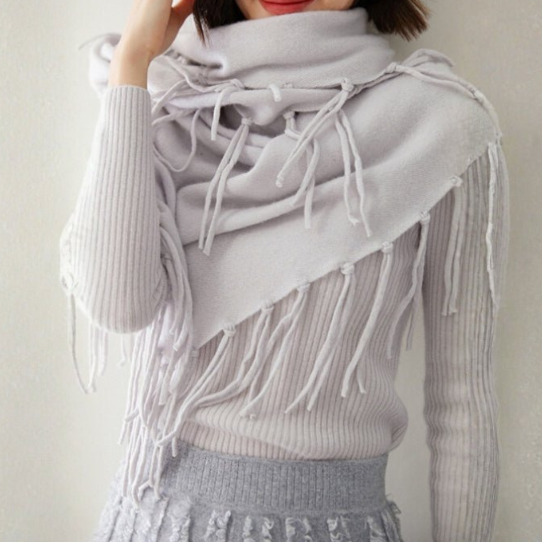 Isla Long Draped Scarf | Fringed Scarf