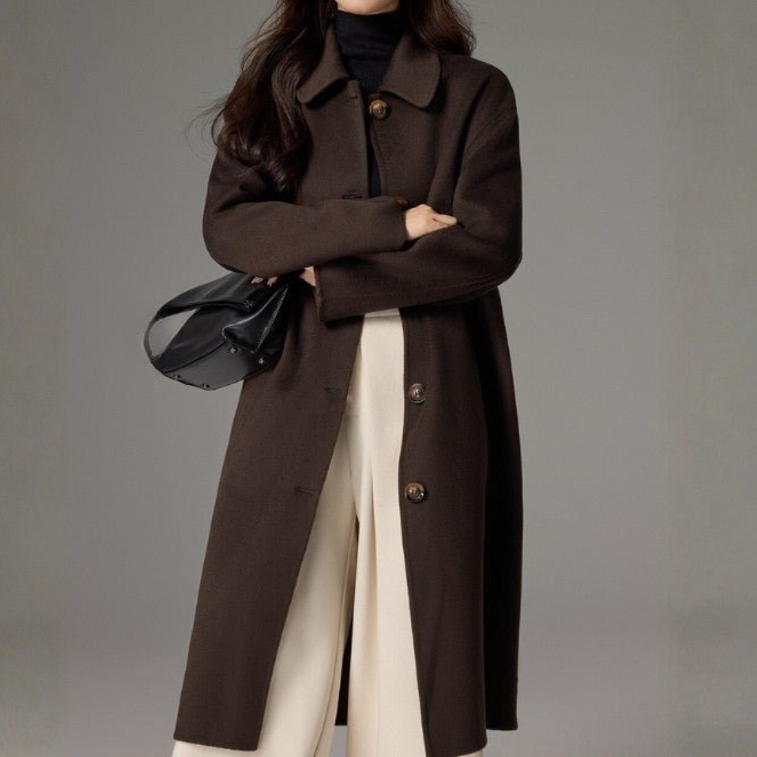 Lydia Relaxed Fit Overcoat | Button Front Flap Pockets Overcoat