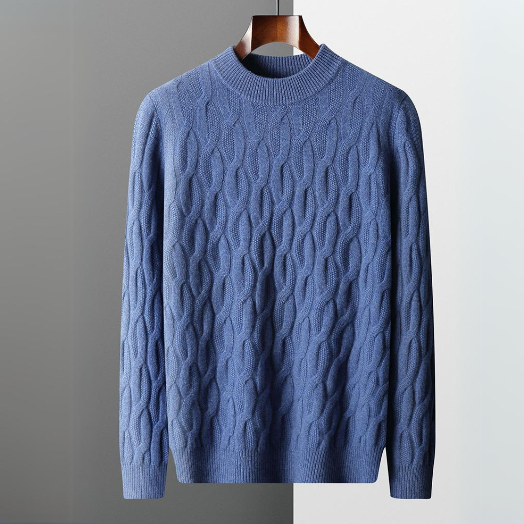 Men’s Sweater – Relaxed Fit – Soft Knit – Cable Knit – Ribbed Crew Neck