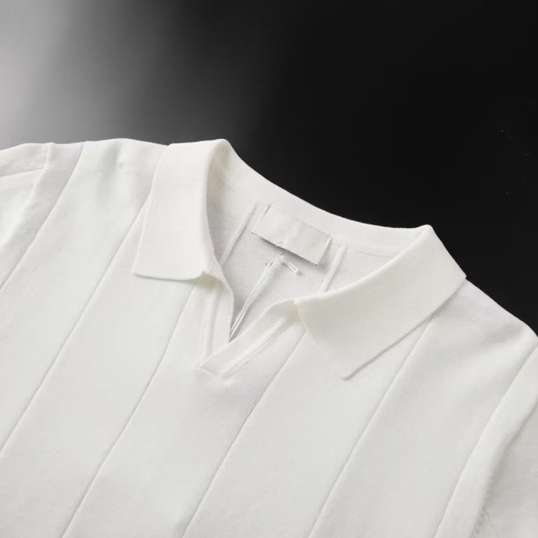 Oliver Ribbed Collared V-Neck Polo Shirt | Regular Fit Short Sleeve Polo Shirt