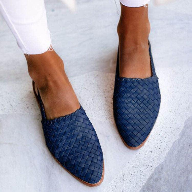 Women’s Slip-On Flats – Woven Design – Pointed Toe – Flexible Fit