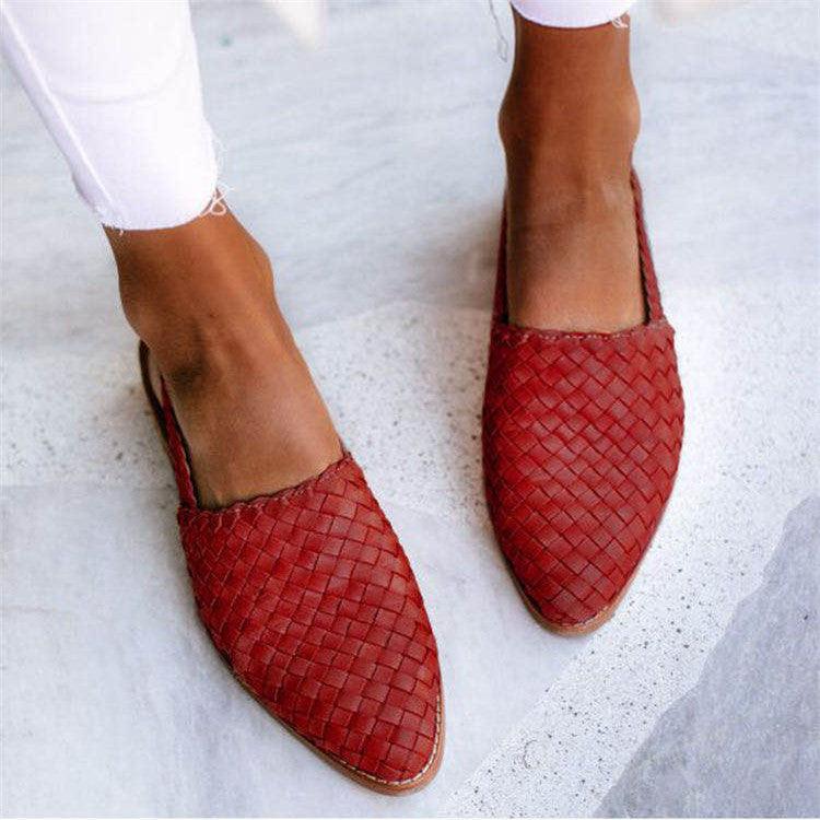 Women’s Slip-On Flats – Woven Design – Pointed Toe – Flexible Fit