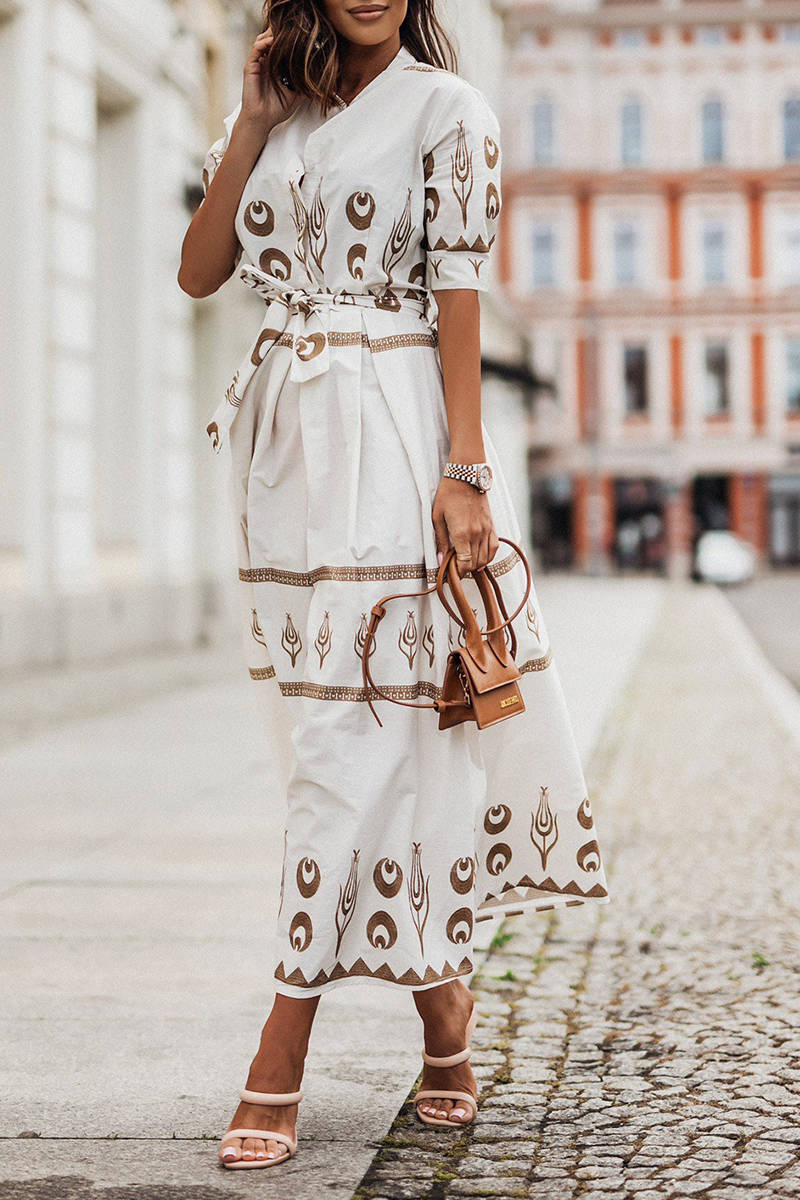 Women's Midi Dress - High Collar - Waist Belt - Long Sleeve Elegant Flowing Fit