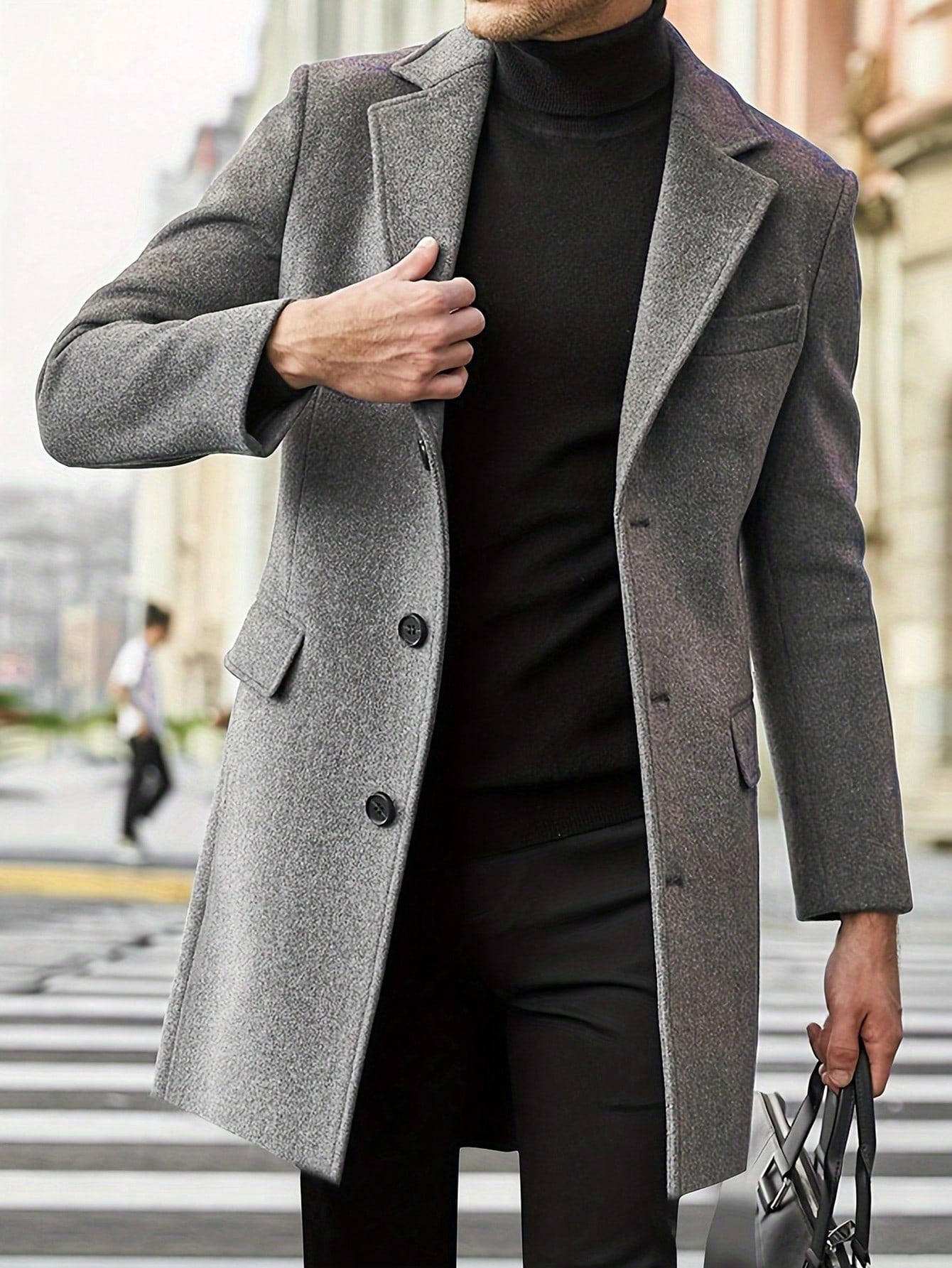 Men’s Lapel Coat – Tailored Fit – Knee Length – Single Breasted Formal Style