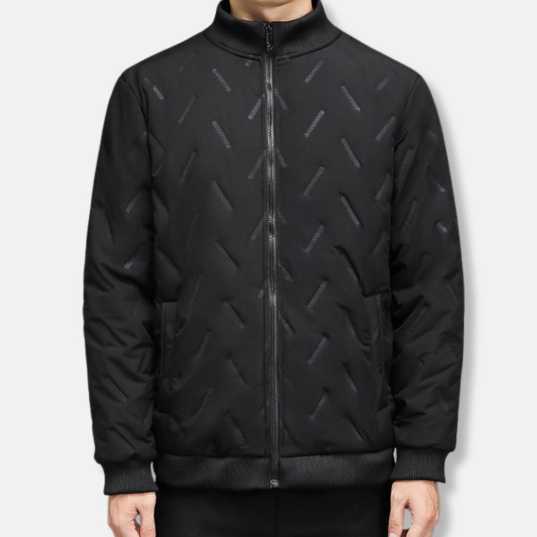 Samuel Quilted Geometric Puffer Jacket | Stand Collar Full-Zip Jacket