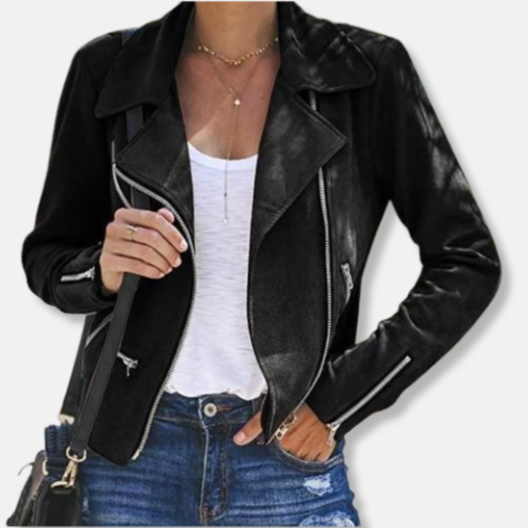 Bianca Suede Biker Jacket | Slim Fit Cropped Jacket
