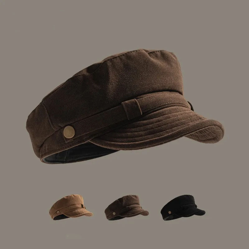Ava Structured Fit Baker Cap | Structured Brim Decorative Button Cap