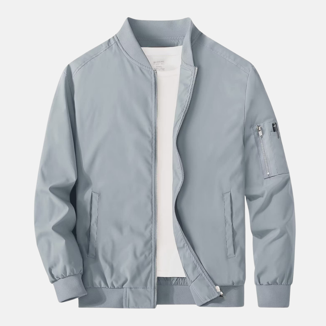 Theodore Bomber Jacket | Relaxed Fit Ribbed Collar Jacket