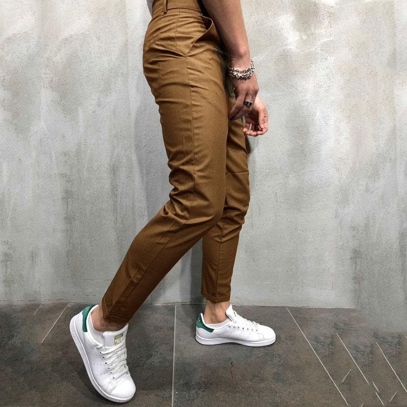 Men’s Tapered Pants – Relaxed Fit – Elastic Waist – Lightweight Cotton – Front Pockets