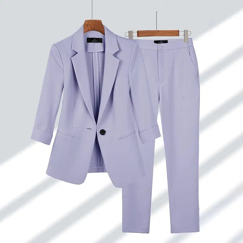 Women’s Suit Set – Tailored Fit Blazer & Trousers – Single Button – Formal Wear