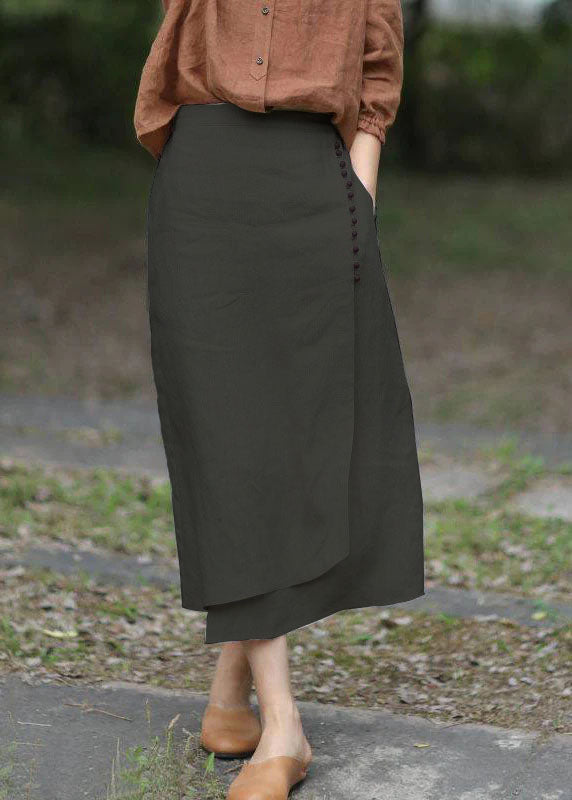 Women’s A-Line Skirt – Asymmetrical Layered Design – Elastic Waist – Cotton Blend – Midi Length