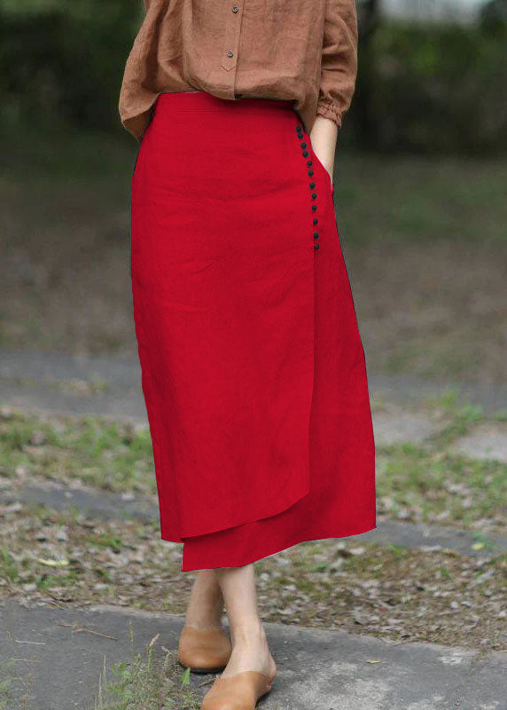 Women’s A-Line Skirt – Asymmetrical Layered Design – Elastic Waist – Cotton Blend – Midi Length