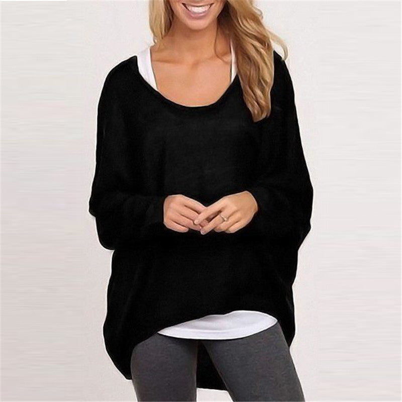 Women’s Knit Sweater – Oversized Fit – Tunic Length – Dropped Shoulder Long Sleeve