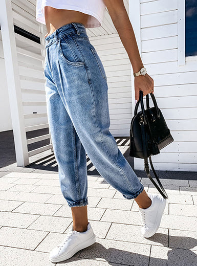 Women’s Streetwear Jeans – Relaxed Fit – High Waist – Tapered Leg – Breathable Denim