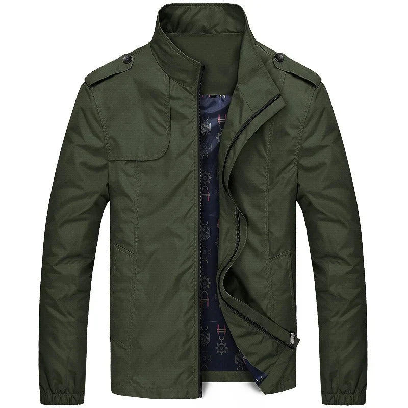 Men’s Cargo Jacket – Regular Fit – Lightweight – Water-Resistant – High Collar – Epaulets