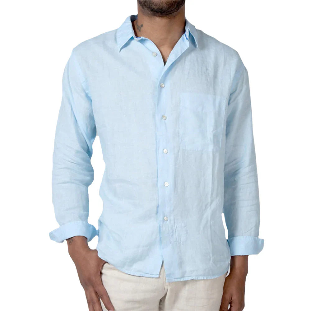 Men’s Casual Shirt – Relaxed Fit – Natural Fibers – Long Sleeve Button-Down