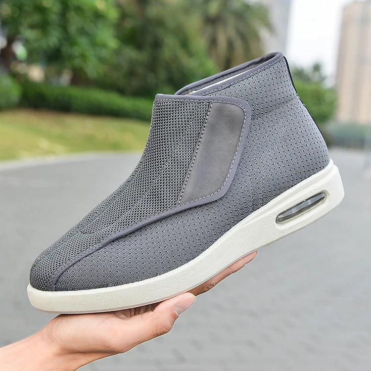 Men's Casual Ankle High Top Slip-On Casual Shoe - Knit Mesh - Air Cushion Heel