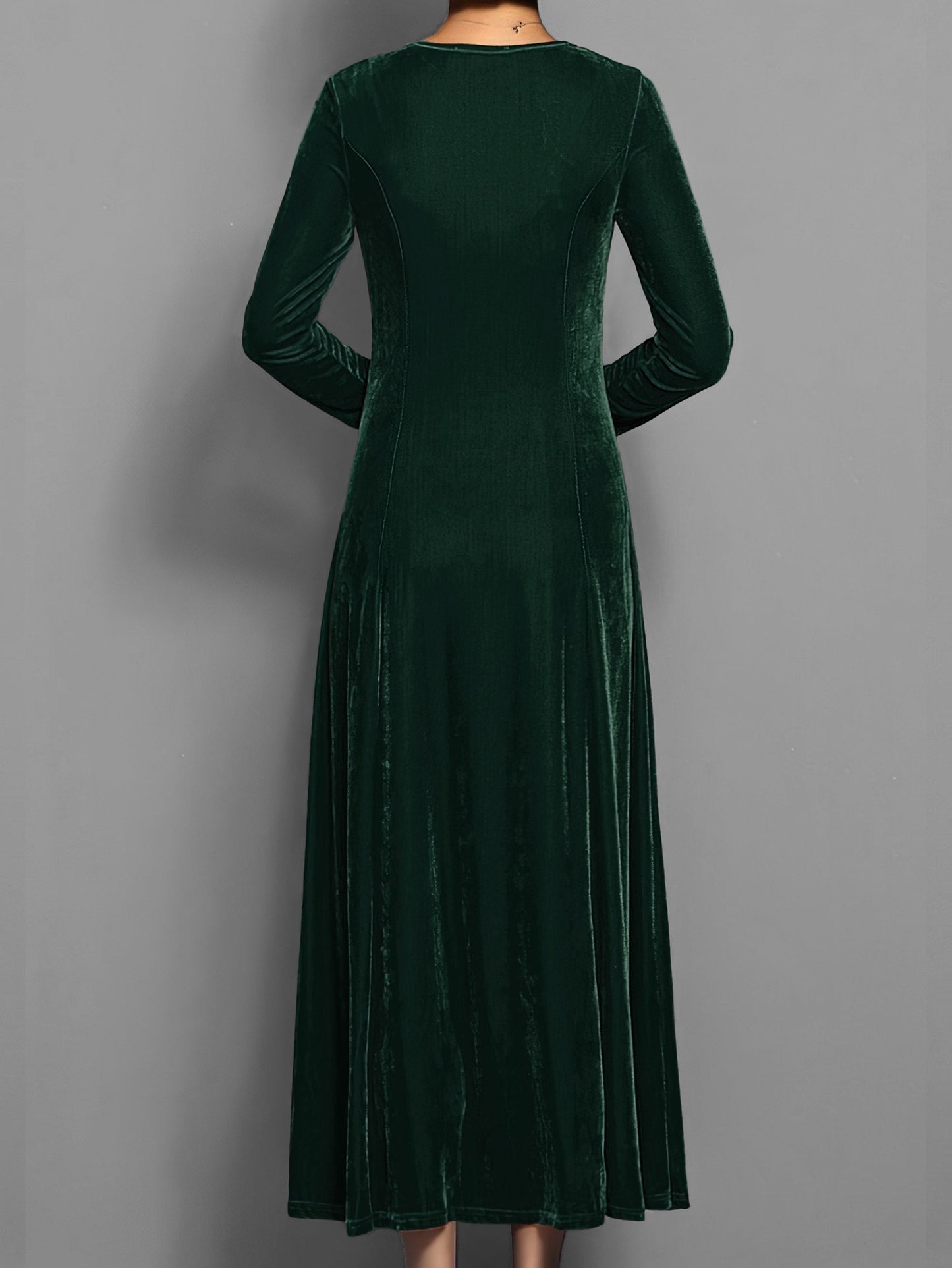 Isabella Fitted A-Line Maxi Dress | Long Sleeve Crewneck Dress