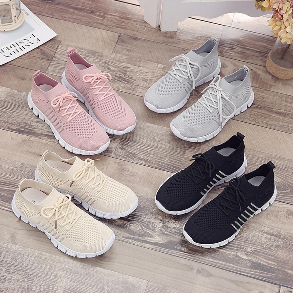 Women’s Sneakers – Breathable Mesh – Sock-Like Fit – Cushioned Sole – Lace-Up Design
