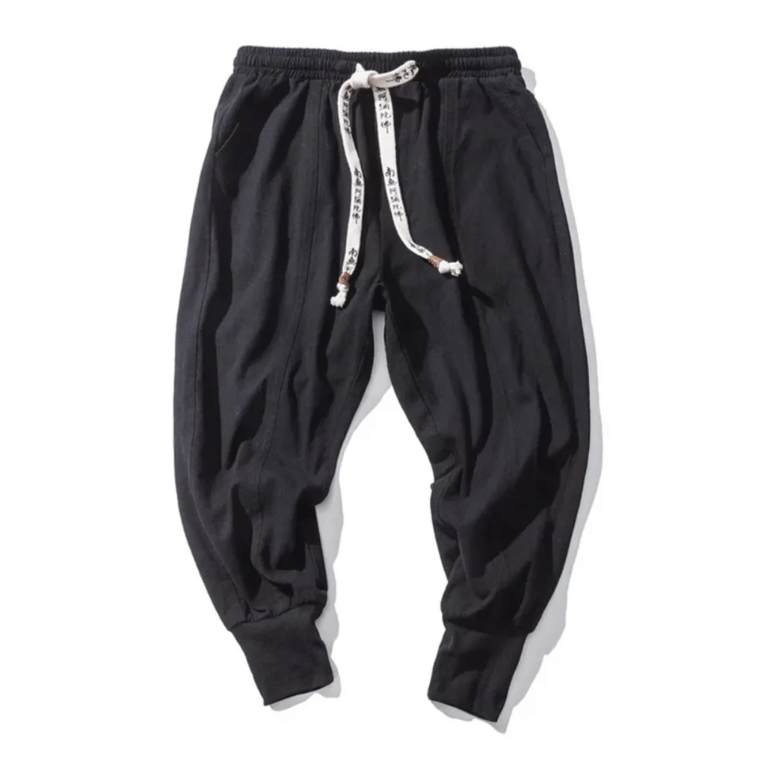 Men’s Tapered Pants - Relaxed Fit - Woven Cotton Blend - Elastic Waist - Ankle Cuffs