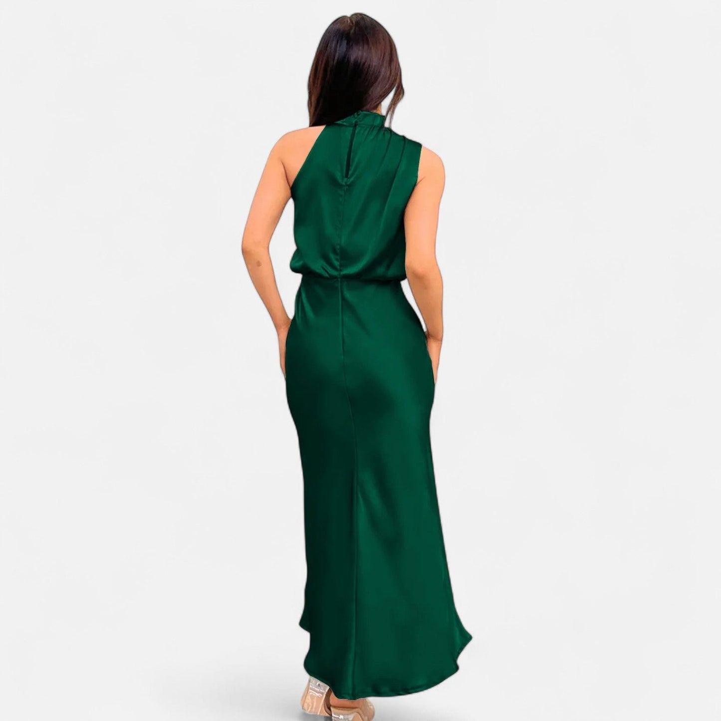 Isla Draped Halter Maxi Dress | Sleeveless Solid Dress
