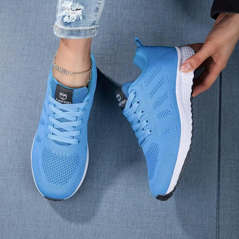 Women’s Sneakers - Breathable Mesh - Cushioned Fit - Chunky White Midsole