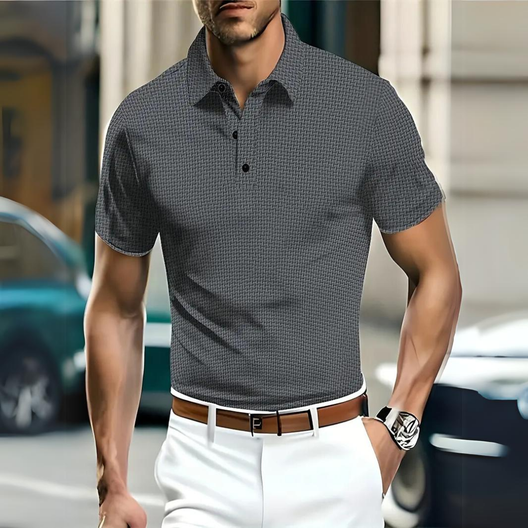 Men’s Polo Shirt – Slim Fit – Soft Knit – Button Placket – Short Sleeve Casual Wear