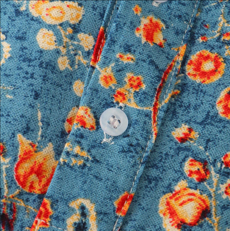 Men’s Short Sleeve Shirt – Relaxed Fit – Breathable Blend – Mandarin Collar – Floral Print