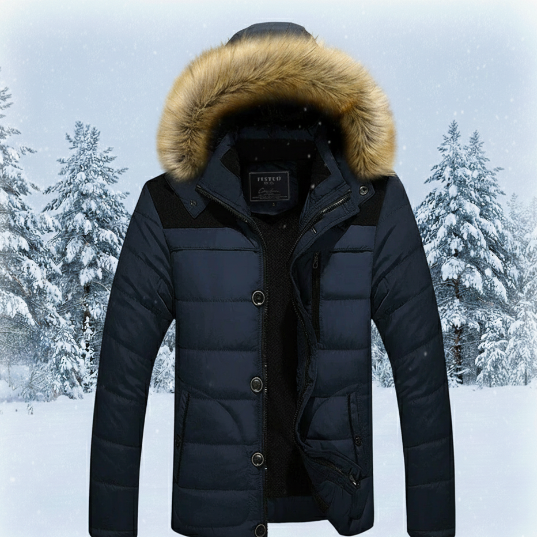 Thomas Slim Fit Puffer Jacket | Quilted Fur Trim Pockets Jacket