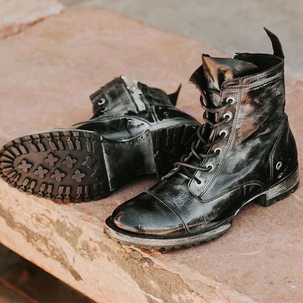 Men’s Leather Boots – Ankle Length – Rugged Sole – Lace-Up Structured Fit