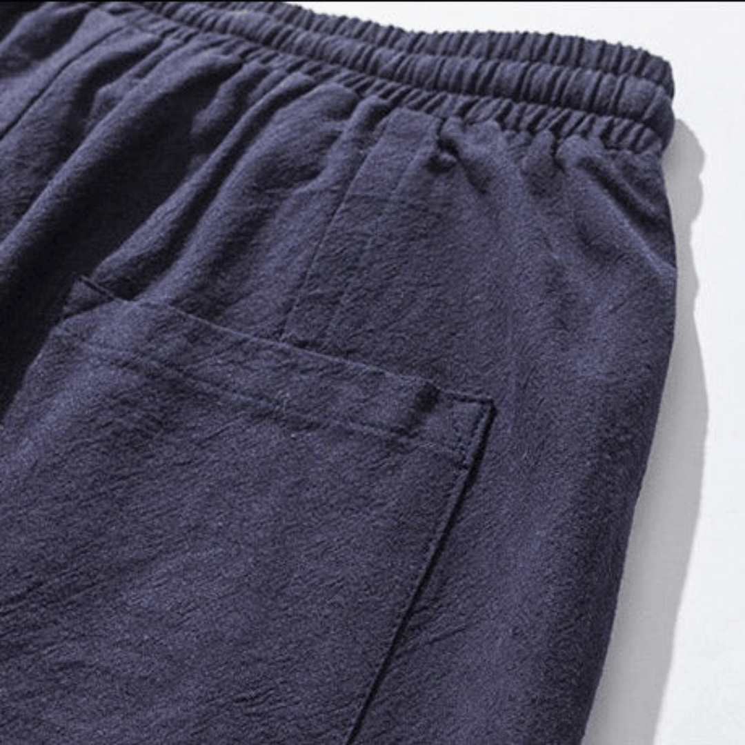 Men’s Tapered Pants - Relaxed Fit - Woven Cotton Blend - Elastic Waist - Ankle Cuffs