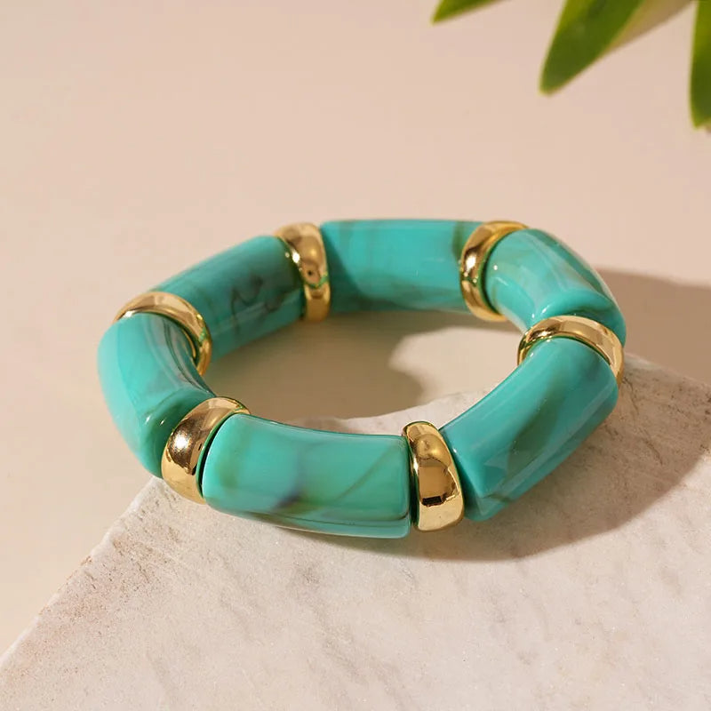 Isla Marbled Chunky Bangle Set | Gold-Tone Accents Bangle