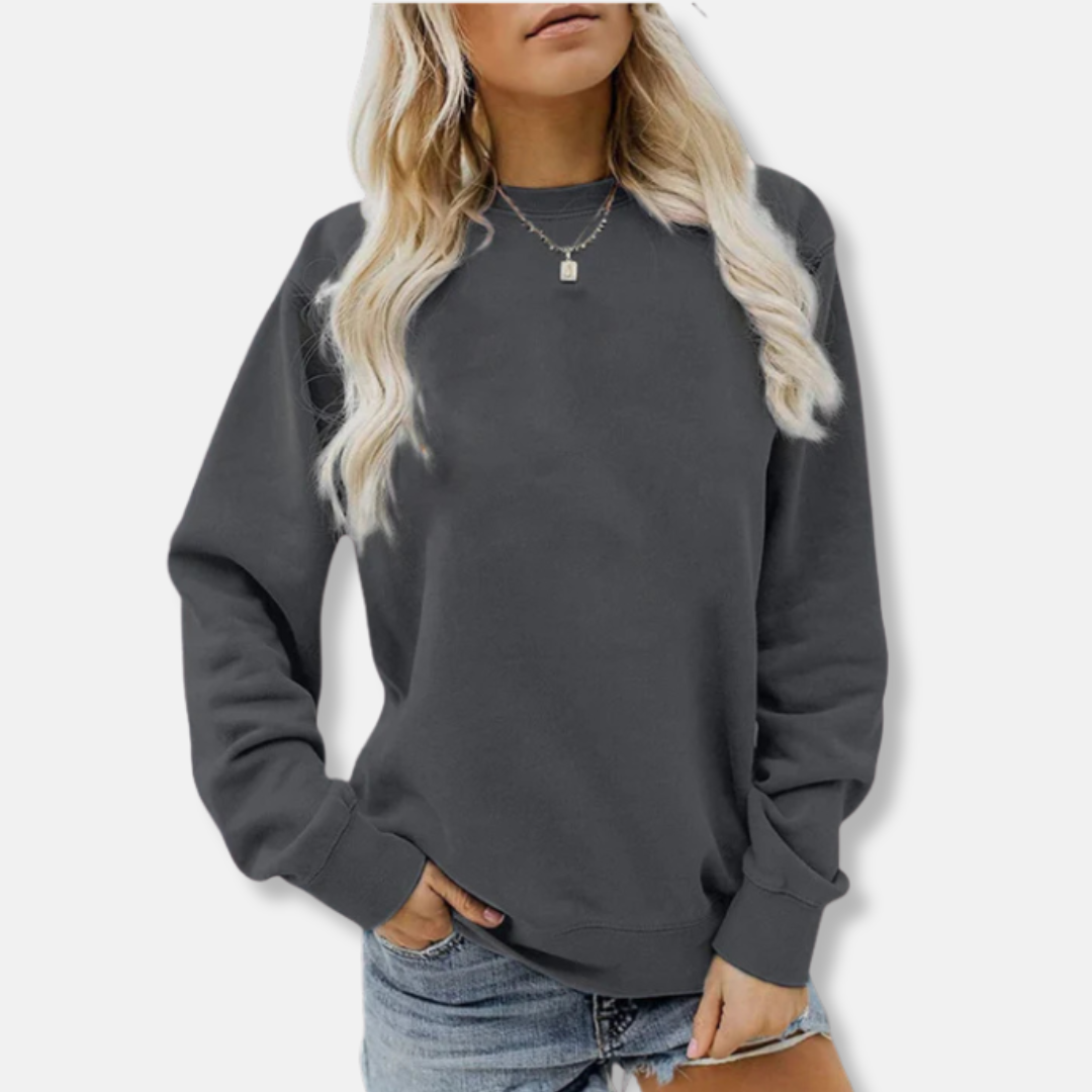 Women’s Crewneck Sweatshirt – Relaxed Fit – Cotton Knit – Ribbed Trim – Casual Wear