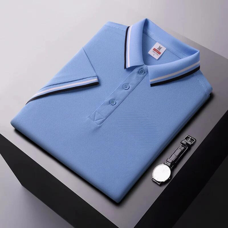 Men’s Polo Shirt – Regular Fit – Breathable Blend – Striped Collar Casual Style