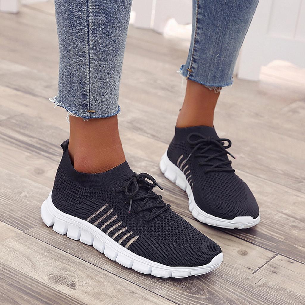 Women’s Sneakers – Breathable Mesh – Sock-Like Fit – Cushioned Sole – Lace-Up Design