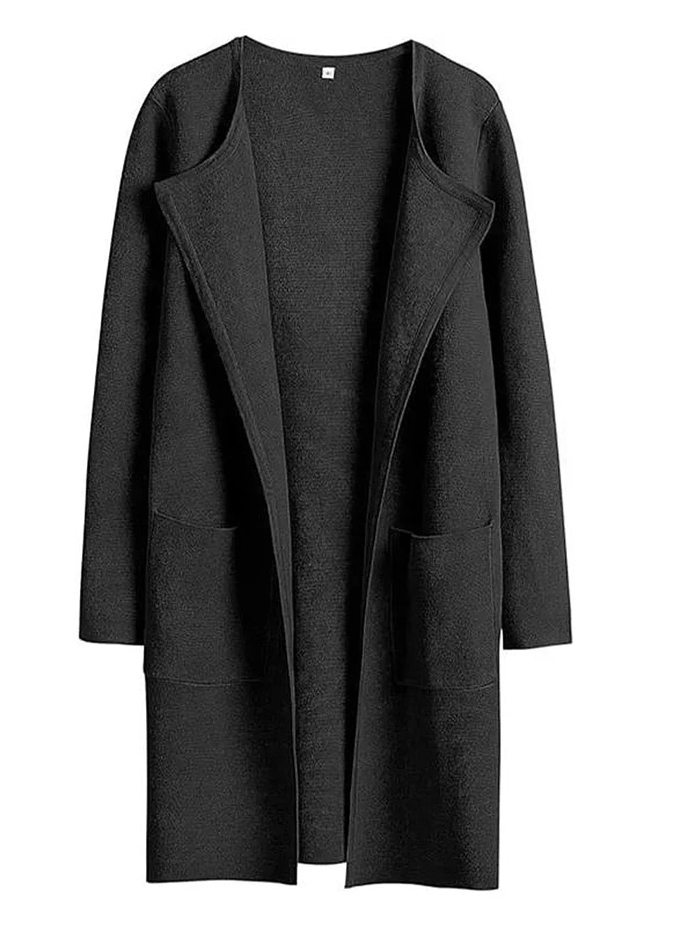 Women’s Coat – Wool Blend – Relaxed Fit – Knee Length – Wide Lapel – Minimalist Style