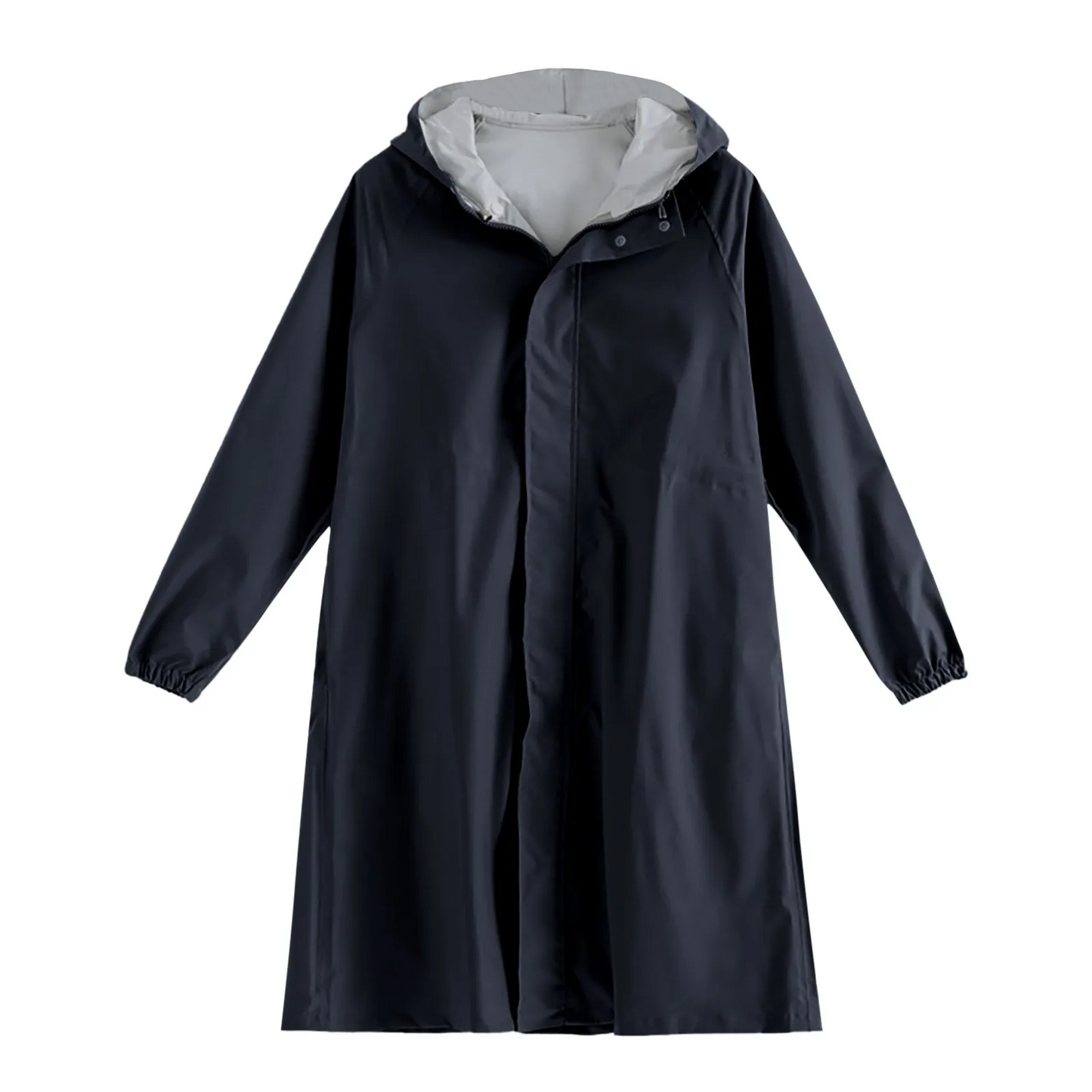 Women’s Trench Coat – Water-Resistant – Relaxed Fit – Hooded – Knee Length