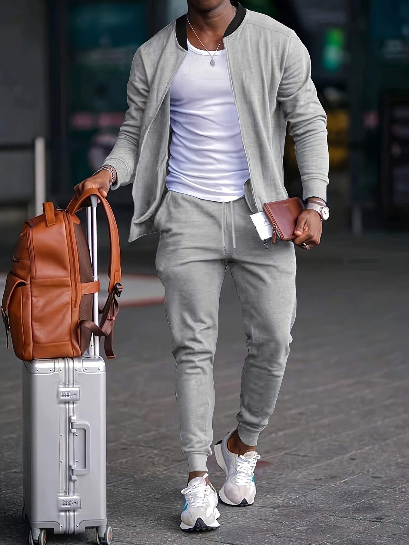 Men’s Tracksuit Set – Slim Fit – Soft Knit – Zip-Up Jacket – Tapered Joggers