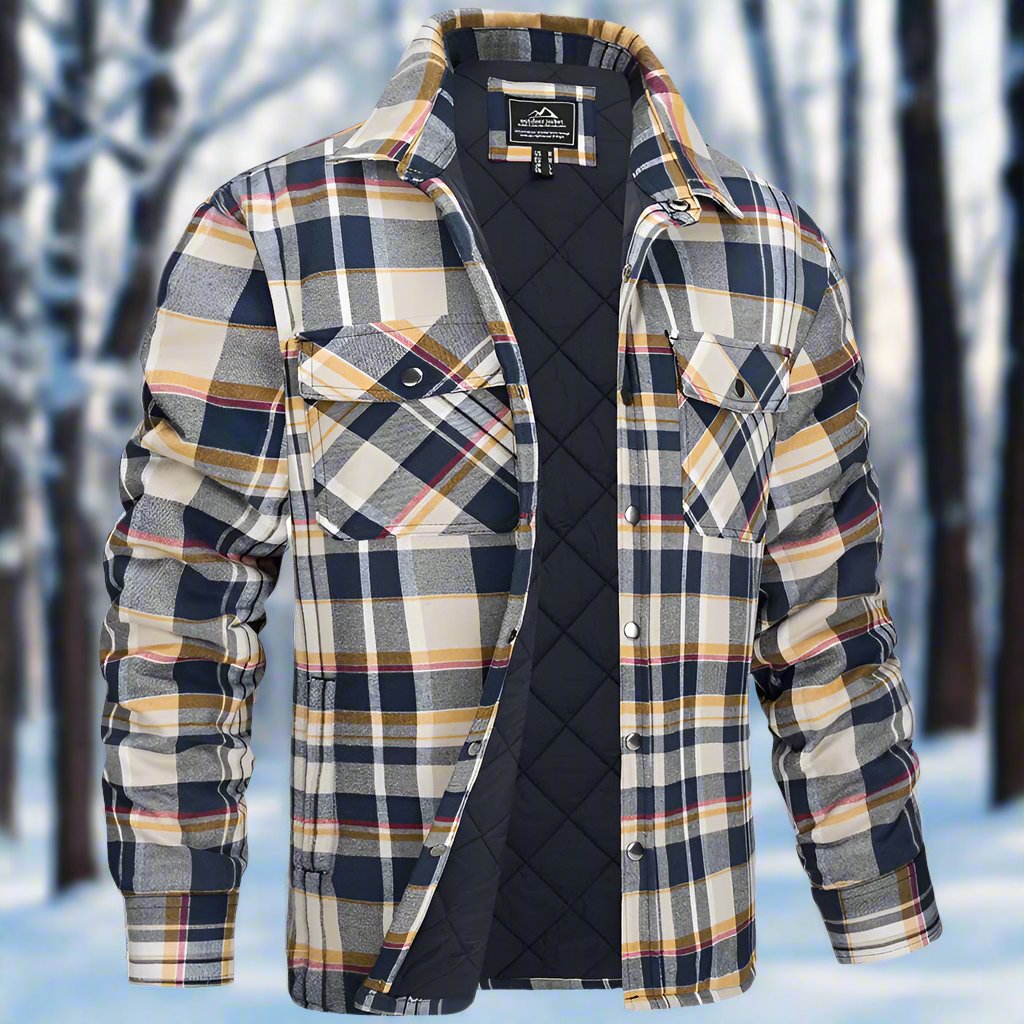 Men's Shirt Jacket – Quilted Flannel – Relaxed Fit – Snap Front – Chest Pockets