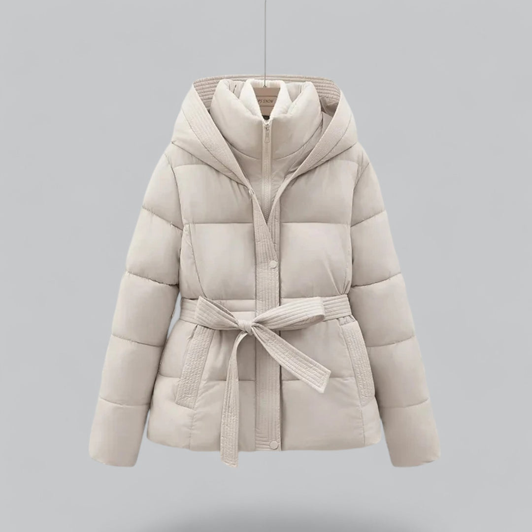 Florence Hooded Quilted Puffer Jacket | Belted Button Front Jacket