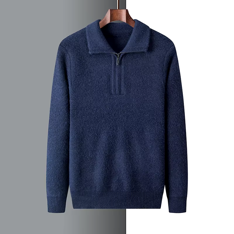 Men’s Quarter-Zip Sweater – Regular Fit – Soft Knit – Ribbed Trim – Relaxed Collar