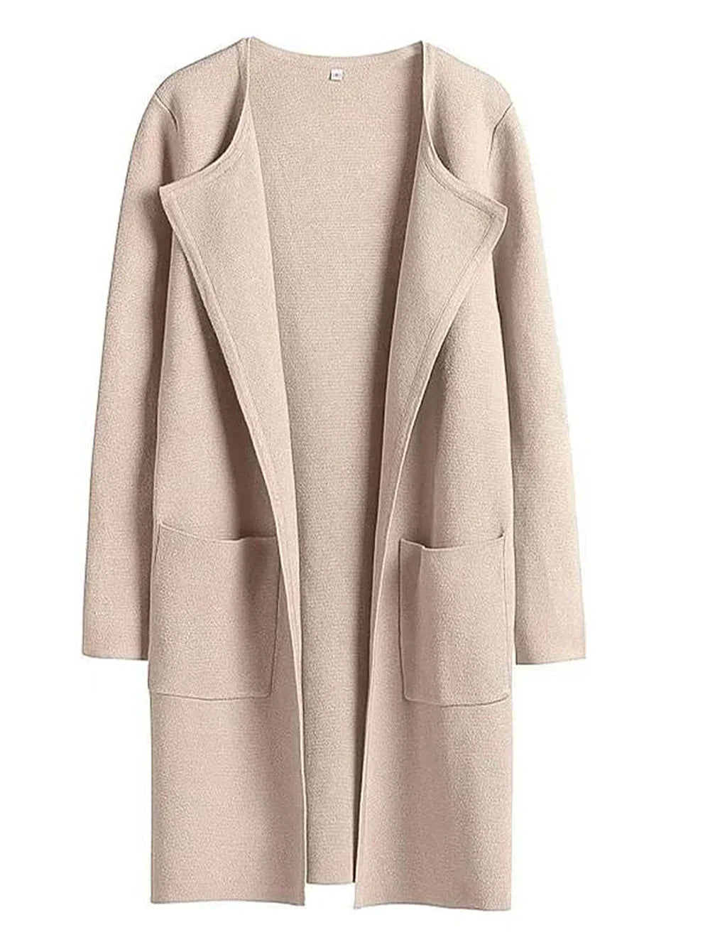 Women’s Coat – Wool Blend – Relaxed Fit – Knee Length – Wide Lapel – Minimalist Style