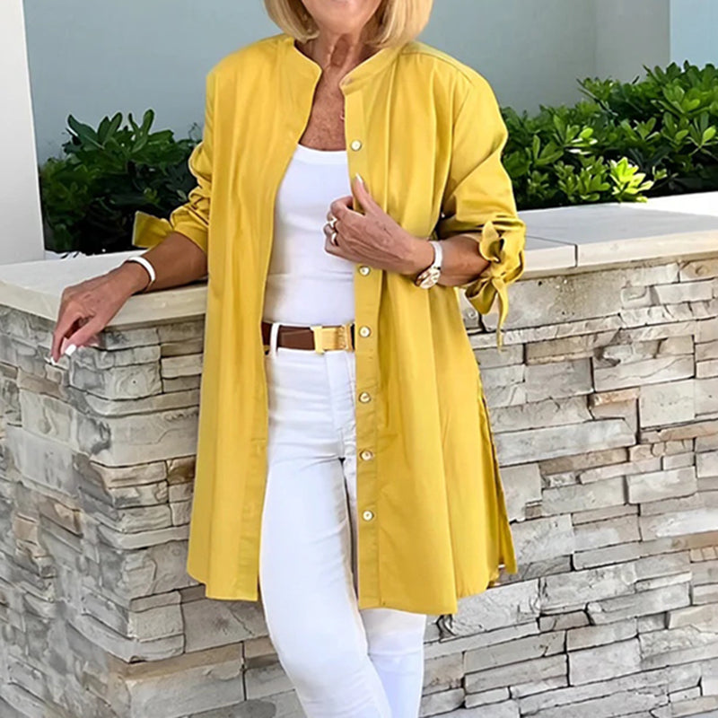 Women’s Tunic Shirt – Relaxed Fit – Long Sleeve Button Front